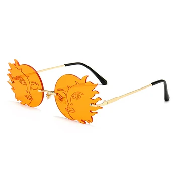 LongKeeper Moda fără ramă de ochelari de Soare pentru Femei Unice Ochelari Luna Smiley ochelari de Soare Ochelari de Streetwear Umbra UV400 Ochelari de Soare