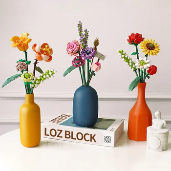 LOZ Buchet 3D Model de Bloc Asamblare DIY Flori Decor Acasă Crizantema Floare Trandafir Caramida Pentru Fete, Cadouri de Jucărie pentru Copii