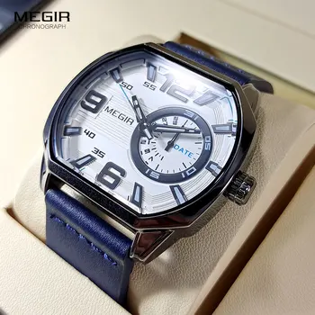 MEGIR Octogon Ceas pentru Bărbați Moda Impermeabil Ceasuri Quartz Cadran Mare Casual Sport Ceas cu Auto Data Luminos 2201