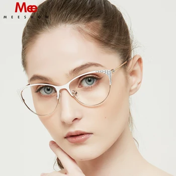 Messhow aliaj de titan rama de ochelari femei ochi de pisica brand designe elegant baza de prescriptie medicala ochelari de miopie doamnelor optice cadru 6933