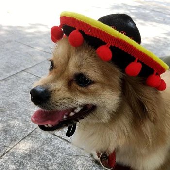 Mini Câine de Companie Palarie de Soare Petrecere pe Plaja Pălărie de Paie Câine Stil Mexican Hat pentru Câini și Pisici Amuzante Paie Pălărie Sombrero Accesorii Ziua
