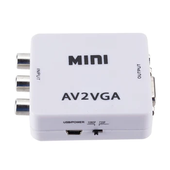 Mini HD 1080p AV2VGA Video Converter Box adaptor AV RCA CVBS la VGA Video Converter PC HDTV Converter Mare
