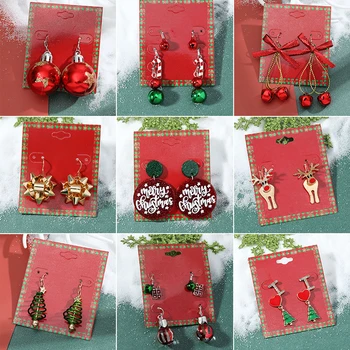 Moda Retro Crăciun Fericit Cercei Pom De Crăciun Om De Zăpadă Roșu Verde Bell Cercel Femei Moda Bijuterii Crăciun Cadou De Familie