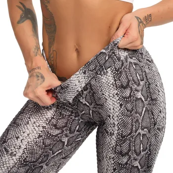 Moda Snake Print Pantaloni de Yoga Elastic piele de animal sport, jambiere Leopard de Imprimare de Fitness Femei pantaloni Talie Mare sală de sport