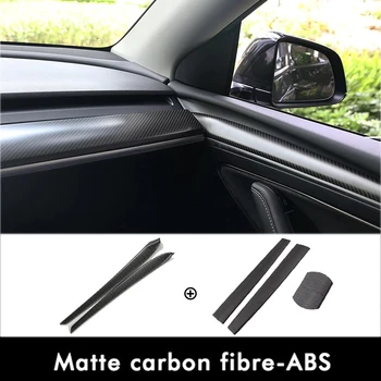 Model3 Fibră de Carbon ABS Tapiterie Interior Pentru Tesla Model 3 / Y Masina de Centrul Consolei de Bord Usa de Protectie Panou de Acoperire Accesorii