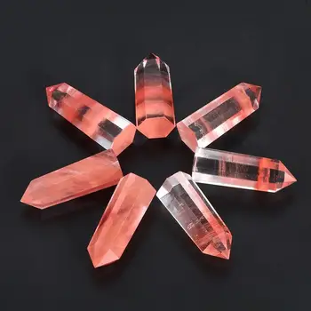 Natural Roșu Fluorit Cristal de Cuarț Piatră Punct de Vindecare Hexagonale Cristal de Cuarț Bagheta Piatra #BW