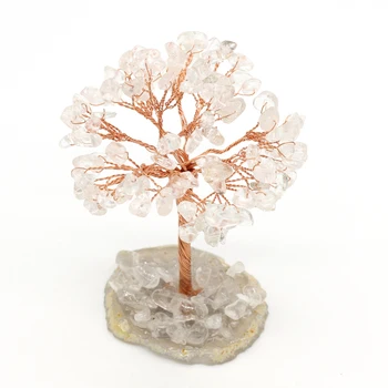 Naturale Alb Cristal Piatra sparta Sârmă de Cupru de Lichidare Silk Tree of Life Boutique Ornamente Personalizate de Mobilier Acasă