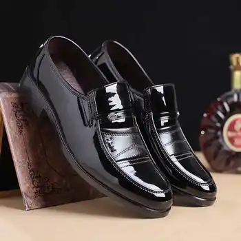 Negru Aluneca Pe Barbati Din Piele Pantofi Eleganți Bărbați Moda Clasic Oficial Pantofi Sapato Sociale Oxford Pantofi Rochie Oameni De Afaceri De Pantofi