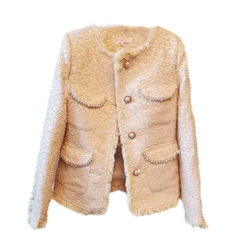 New Sosire Toamna Iarna Ciucure Dulce Lux Sacou de Tweed pentru Femei coreene de Lână Trunchiate Paltoane Elegante de Îmbrăcăminte de Sus Casacos