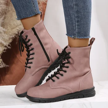 Noi 2022 Femei Cizme Chelsea Indesata Glezna Cizme de Iarnă Pantofi Platforma Glezna Cizme Dantela-Up Cizme de Designer de Femei Botas Mujer