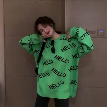 Nou Stil de sex feminin casual pierde Portocaliu Verde pentru Femei pulover doamnelor pulovere Toamna topuri coreean Casual Femei Topuri Doamna Streetwear