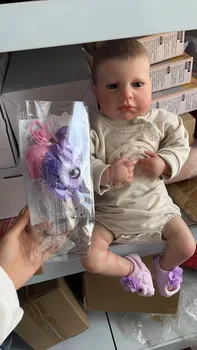 NPK19inch Nou-născut Handmade Baby Doll Realiste Renăscut Loulou Treaz Atingere Moale de Pluș Papusa cu 3D Skin Pictata Vene Vizibile