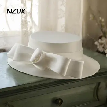 NZUK Alb Arcuri Pălării de Nunta pentru Femei Elegante Parasolar Brithsh Pălării Stil Pacifica Pălărie de Nunta, Accesorii de Mireasa Pălării