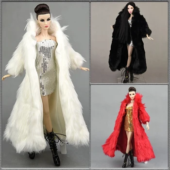 Papusa Set de Accesorii Pentru Papusa Barbie Hanorac Rochii de Iarna Super Haină de Blană Lungă și Rochie de Haine de Moda Pentru 1/6 BJD Păpuși