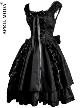 Petrecere Costum Gotic Rochie Japoneză Victorian Lolita Dantela Vintage Printesa Rochii De Vacanță Femei Întuneric Spaghete Curea Halat De Femme