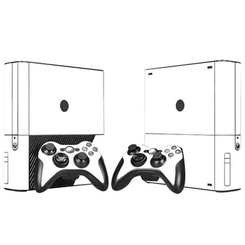 Piele de Culoare neagră Autocolant pentru Microsoft Xbox 360 E și 2 controller