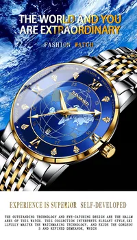 Planeta pamant Dial Bărbați Cuarț Ceas de mână de sex Masculin Concept de Mare Fata de Albastru Reloj Impermeabil Om de Afaceri Oră relogio masculino