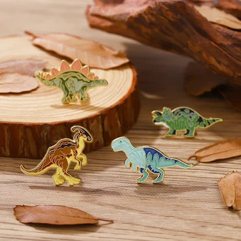 Prețul Cu Ridicata Colorat Dino Email Ace Personalizate Dinozauri Jurasice Broșe Rever Insigne De Desene Animate De Animale De Bijuterii Cadou