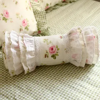 Proaspete de Brodat rose print perna pat decorative lenjerie de pat perna de bomboane perna printesa zburli perna lombara canapea mână se sprijină