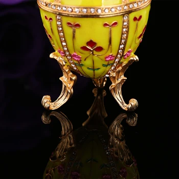 QIFU Nou Galben Alb Ou Faberge Bijuterii Stil Breloc Cutie Cadou pentru Decor Acasă