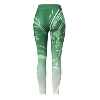 St. Patrick Day Femei High-talie Fitness Jambiere Verzi Dungi Imprimate Pantaloni de Funcționare Antrenament sală de Gimnastică Slim Fund de Ridicare Colanti