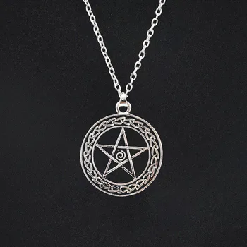 Supranaturale stele pandantiv colier pentru femei barbati wicca satana pentagrama moda vintage declarație gotic guler hip hop vechi