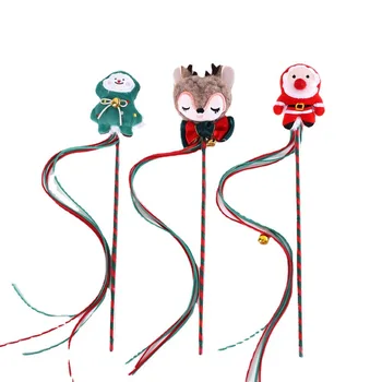 Temă De Crăciun Jucărie Interactiv Tijă De Pescuit Bagheta De Desene Animate Mos Craciun Xmas Copac Elan Elan Ciucuri Drăguț Tachineze Pisica De Formare Bastoane