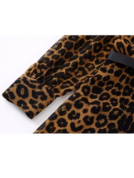 TRAF Leopard de Imprimare Midi Rochii Toamna Iarna 2023 Maneca Lunga, Rochii Elegante Pentru Femei Vintage cu Centură Rochii Lungi Femeie