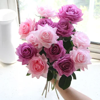 Transport gratuit 11pcs/Lot Rose Flori Artificiale Atingere Real a Crescut de Flori Decoratiuni pentru Petrecerea de Nunta sau Ziua de nastere Buchet de flori