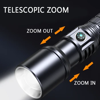 ZHIYU X37 Puternic Lanterna LED-uri 1800lm 500M Lanterna Tactical Zoom Multi-funcția de Lanterna Power Bank Utilizare de Tip C de Încărcare Lumina