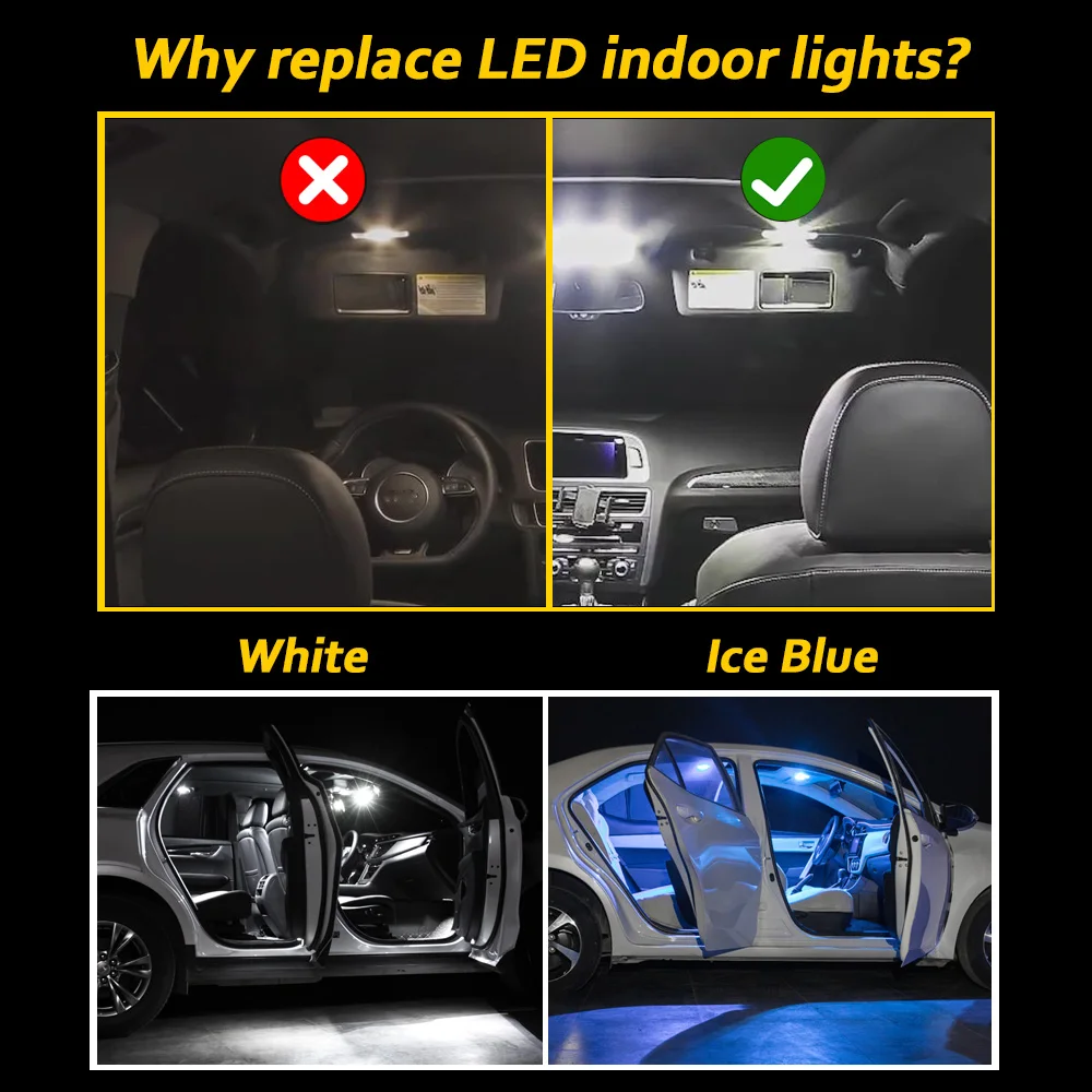 La reducere! Mdng 13pcs canbus accesorii auto led de interior dome kit de lumina pentru skoda karoq 2017 2018 2019 2020 2021 becuri led fara eroare / Lumini Auto | Outletzonestore.ro